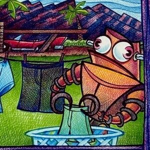 John Murasky Limited Ed Print "Robot Laundry" 11"L x 6.25"H